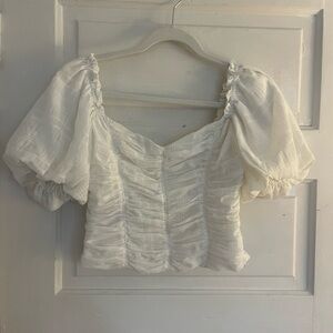 ASTR the Label White Puff Sleeve Top